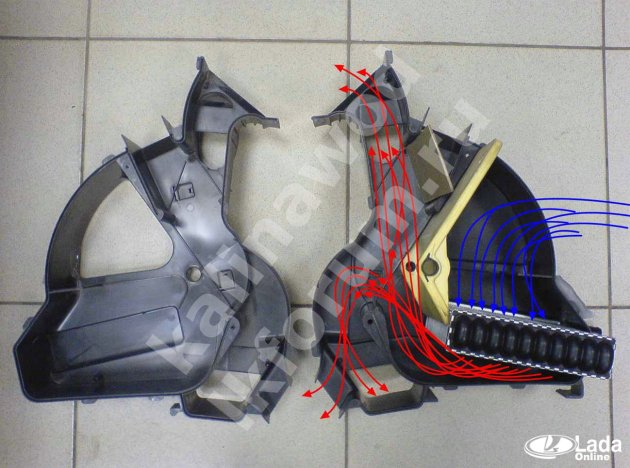 как работают заслонки печки на лада калина