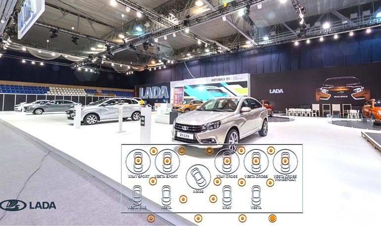 Виртуальный тур по MOTOREXPO-2016 (3D панорама моделей LADA)