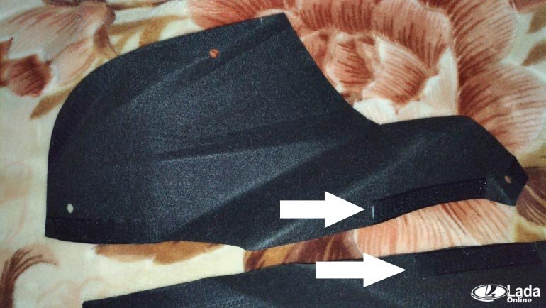 липучки на накладках, которые прикрывают пружины багажника Лада Веста