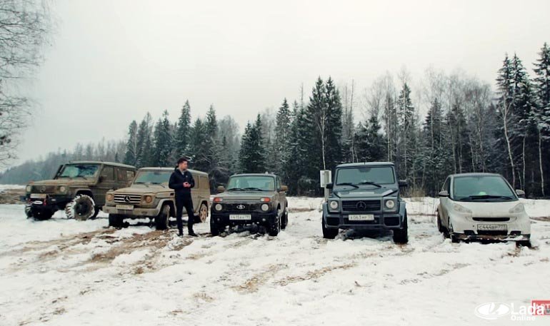 Lada 4x4 Bronto против Гелендвагена на бездорожье (видео)