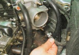 Отсоединить от дроссельного узла шланг абсорбера