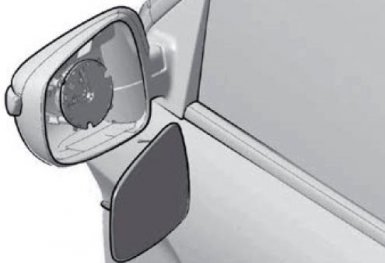 Через образовавшуюся щель аккуратно отщелкните зеркальный элемент и извлеките его из корпуса (плоская отвертка)