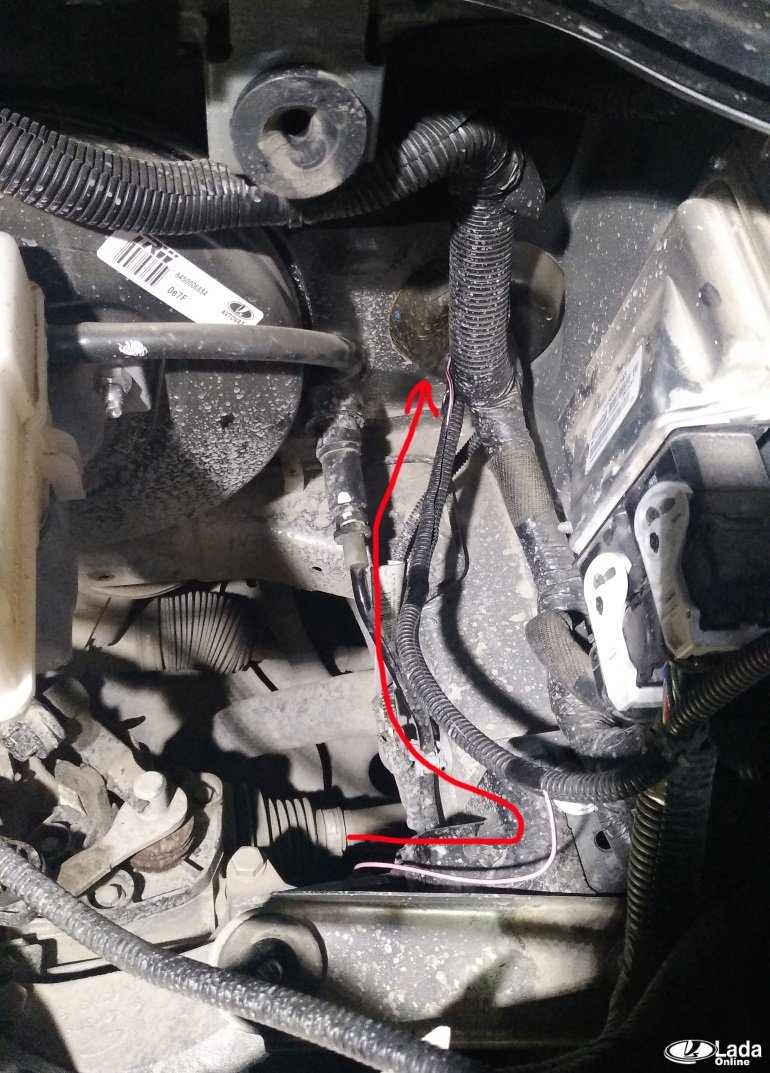 Пробрасываем провод к блоку сигнализации