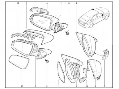 Зеркала с электро складыванием Lada Vesta с вариатором