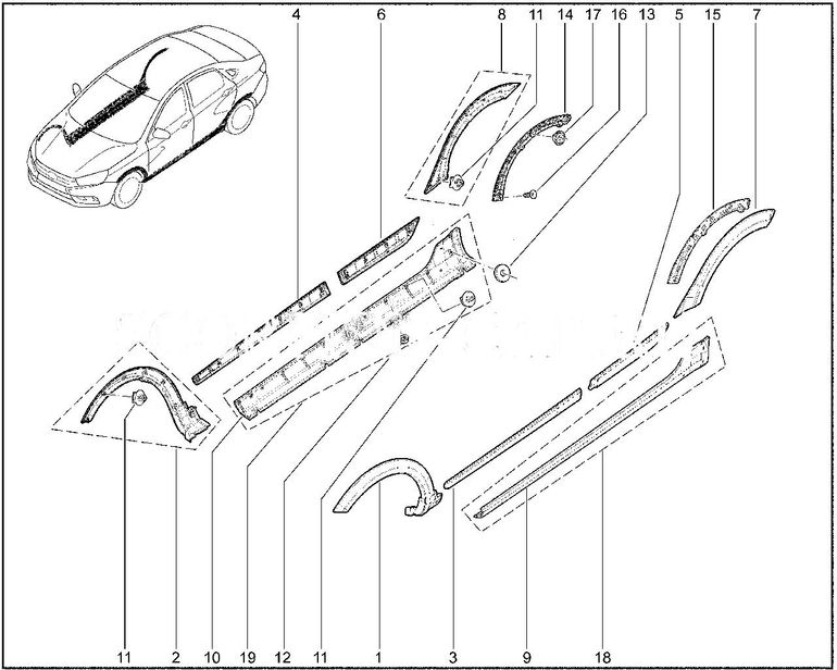 Пластиковый обвес Lada Vesta Cross