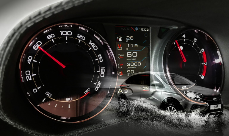 Панель приборов Exclusive и датчики давления в шинах для Lada XRAY от Ferrum