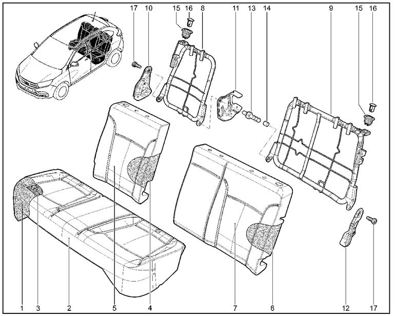 Задний диван Lada XRAY Cross Instinct