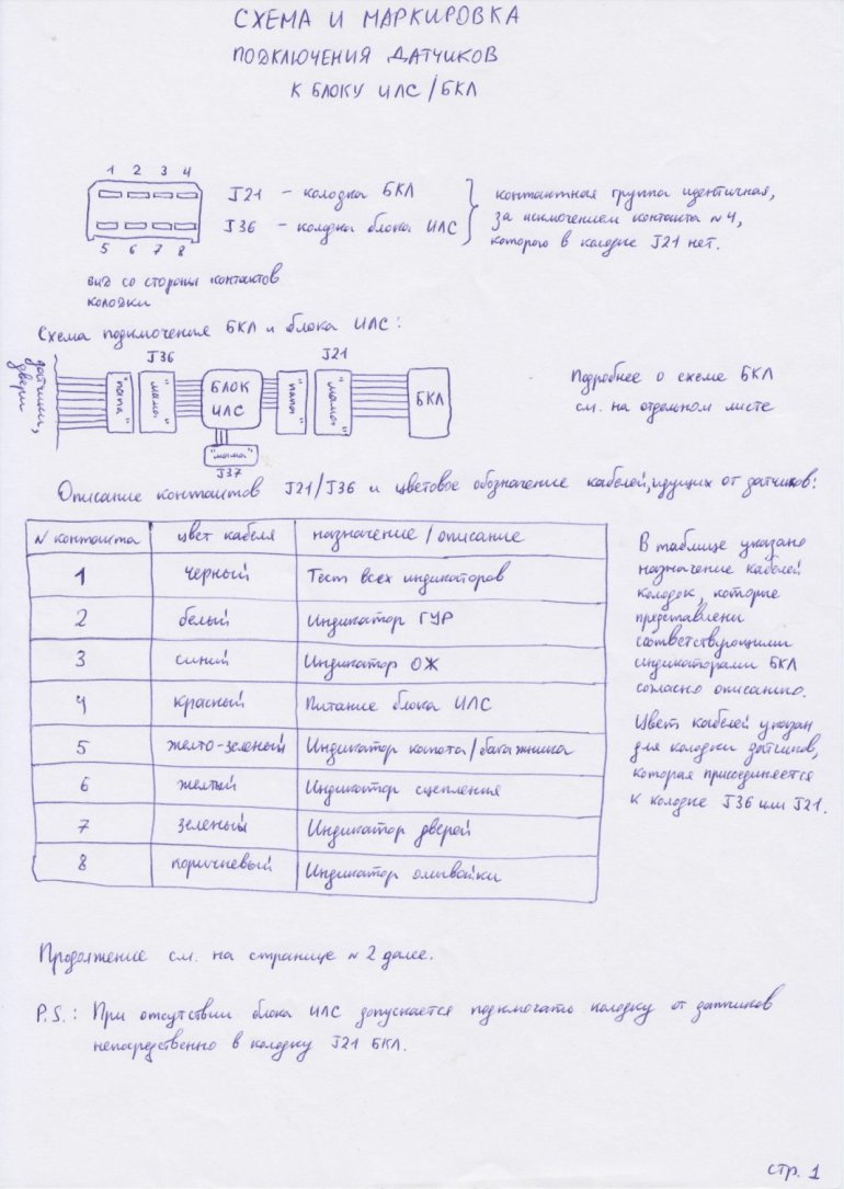 Схема подключения блока ИЛС
