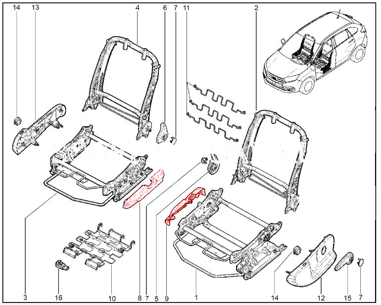 Пластиковая облицовка передних сидений внутренняя Lada XRAY, Largus FL