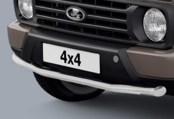 Защита переднего бампера одинарная Ø 63 мм (нерж.) для Lada 4x4 Urban