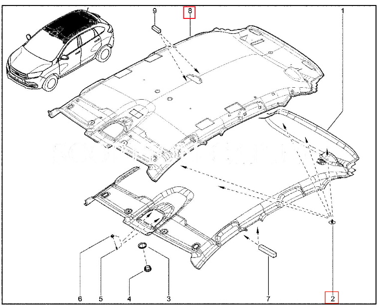 Обивка крыши Lada XRay BLACK