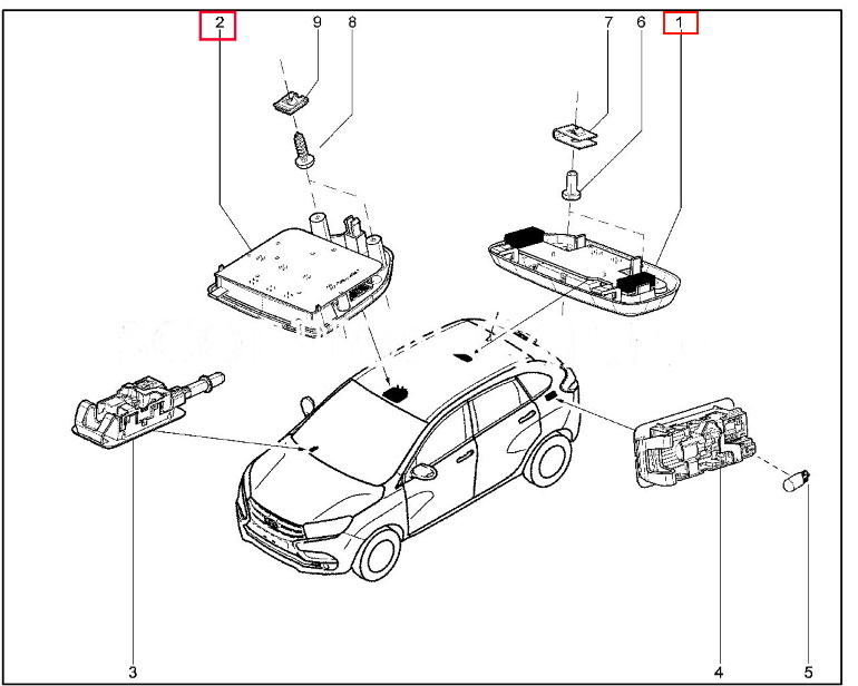 плафоны салона lada xray black