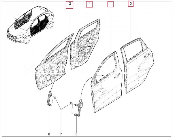 Дверь в сборе для Lada XRAY