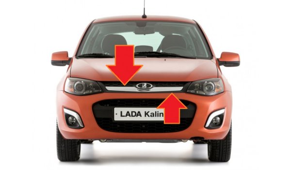 Накладка решетки радиатора (сабля) хром для Lada Kalina 2