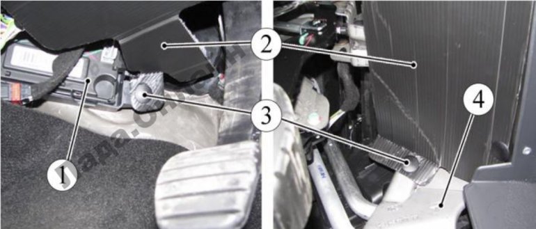 Рисунок 12-19 – Крепление шумоизоляционного экрана панели приборов
