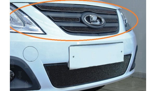 Защита радиатора Стрелка черная для Lada Largus (верх)