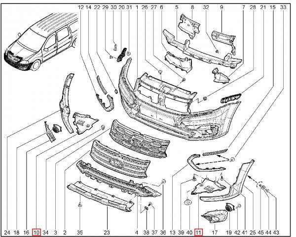 Кожух нижний переднего бампера Lada Largus FL