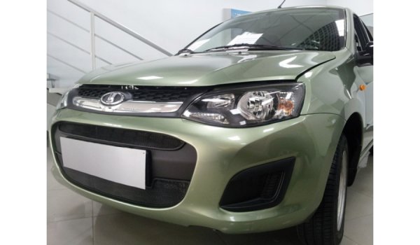 Защита радиатора черная Стрелка для Lada Kalina Cross (2 части)