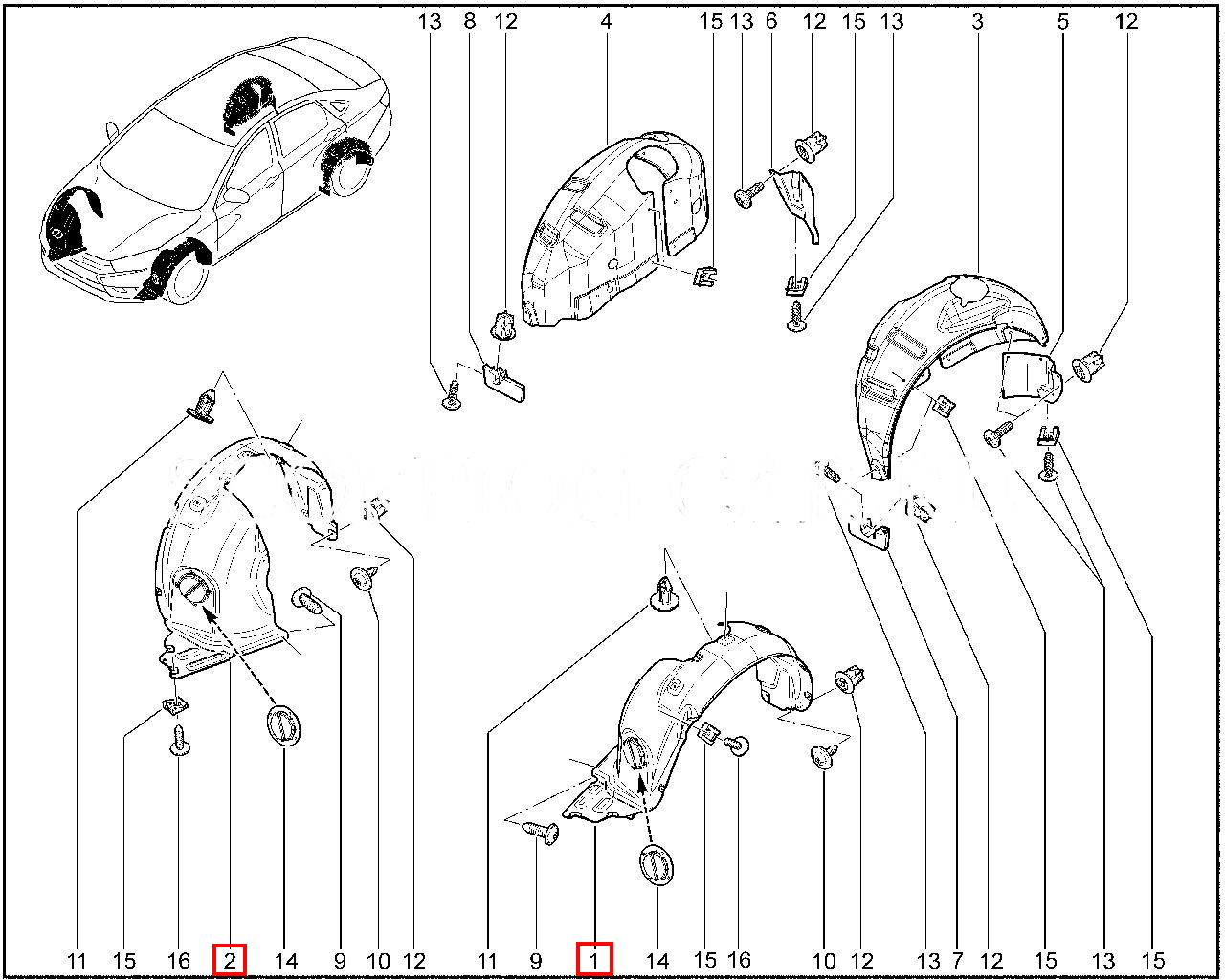 Ворсовый щиток (подкрылок) переднего крыла Lada Vesta