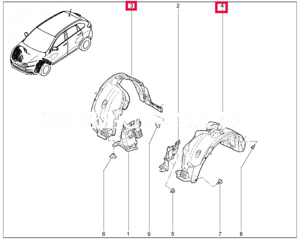 Щитки передних колес (подкрылки) для Lada XRAY
