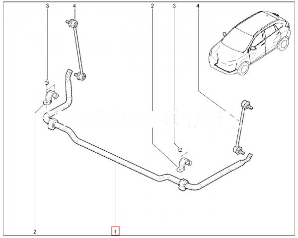 Стабилизатор поперечной устойчивости передний с подушками для Lada XRAY Cross