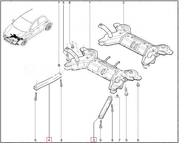 Лонжерон подрамника дополнительный в сборе для Lada Vesta