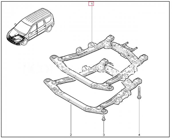 Подрамник передней подвески в сборе для Lada Largus FL