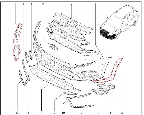Накладка переднего бампера боковая для Lada Granta Cross FL