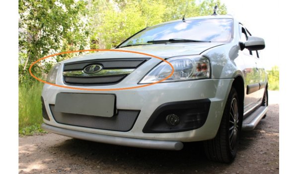Защита радиатора Стрелка Лада Ларгус (решетка старого образца) хром для Lada Largus (верх)
