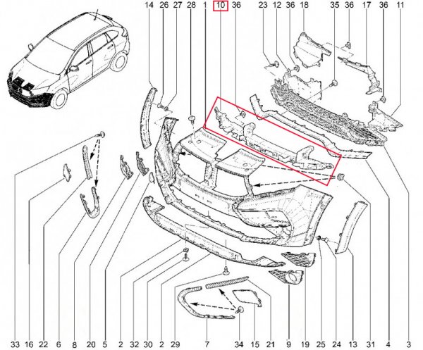 Усилитель переднего бампера для Lada XRAY Cross