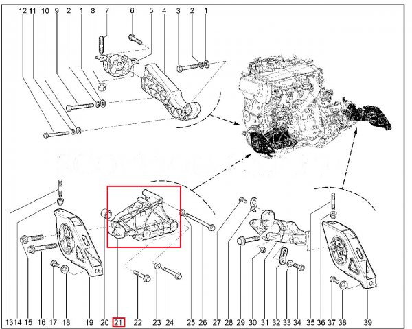 Кронштейн правой опоры подвески двигателя для Lada Granta, Kalina