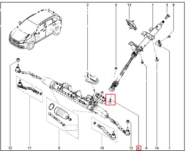 Болт крепления рулевого вала для Lada XRAY, Largus