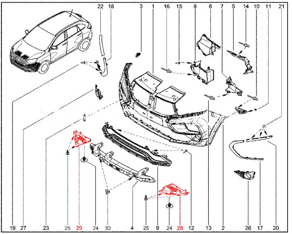 Накладка закрывающая бампера Lada XRAY