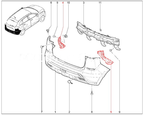 Кронштейн заднего бампера для Lada XRAY