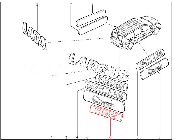 Орнамент задка CNG для Lada Largus