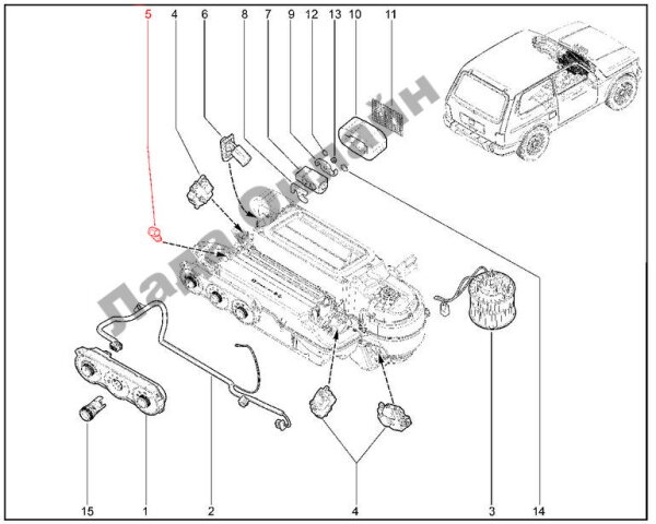 Поводок заслонки в ноги дополнительной для Lada Niva Legend, 4x4, Urban