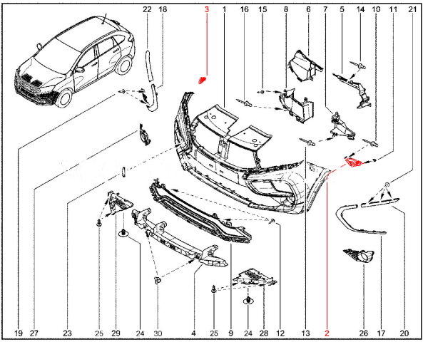 Кронштейн переднего бампера передний для Lada XRAY