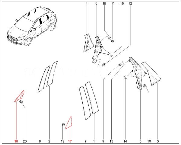 Накладка передней арки колеса для Lada XRAY