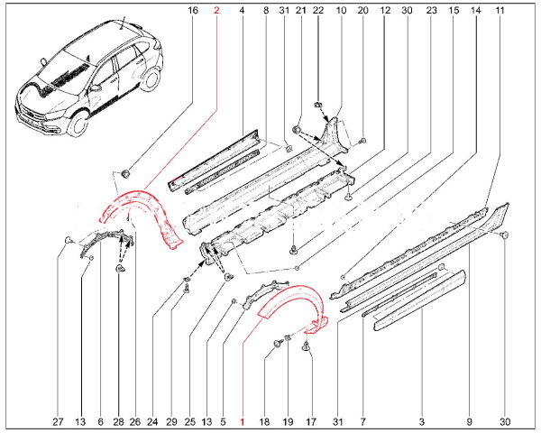 Молдинг переднего крыла (без клипс и скотча) для Lada XRAY Cross