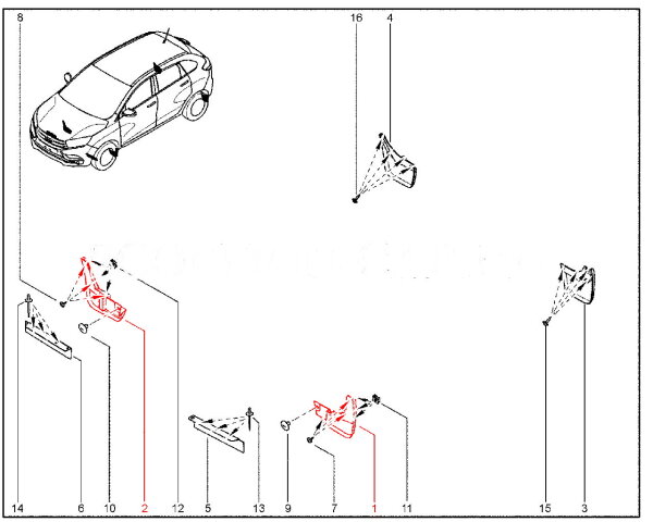 Брызговики передние для Lada XRAY