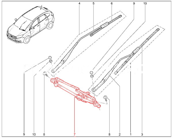 Привод стеклоочистителя передний для Lada XRAY