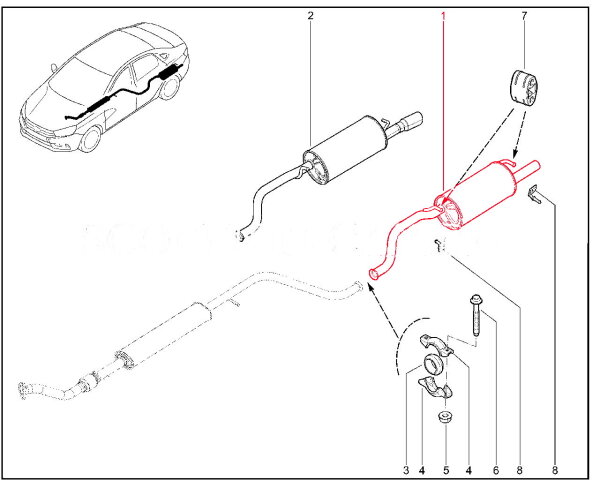 Глушитель основной в сборе окрашенный старого образца для Lada Vesta