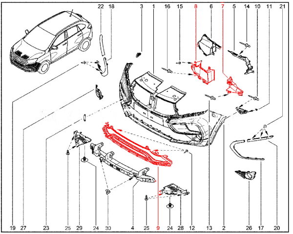 Нижняя решетка переднего бампера для Lada XRAY