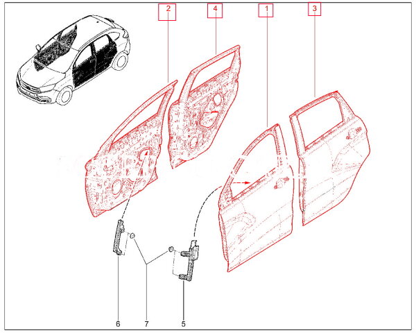 Дверь в сборе для Lada XRAY Cross