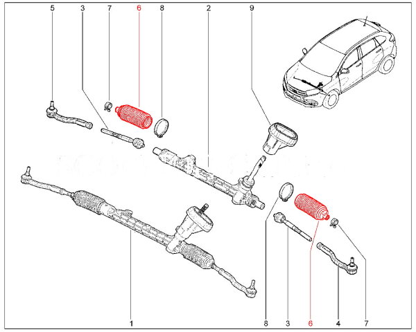 Чехол рейки рулевого механизма для Lada XRAY Cross