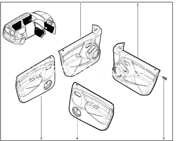 Обивки дверей для Lada Largus FL