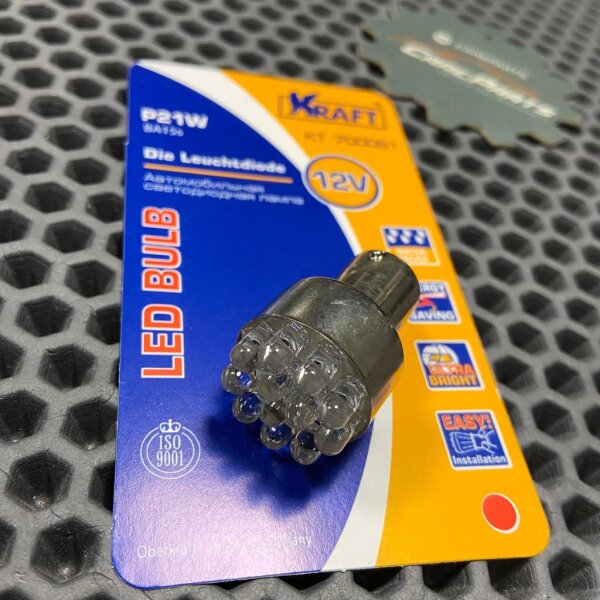 Автолампа P21W заднего фонаря светодиодная красная с цоколем BA15s