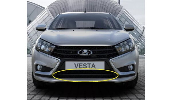 Накладка переднего бампера нижняя (глянцевая) для Lada Vesta