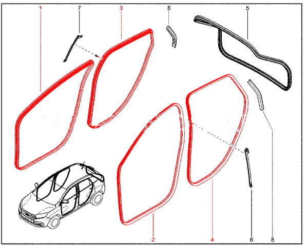 Уплотнитель двери для Lada XRAY