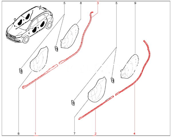 Уплотнитель двери нижний для Lada XRAY